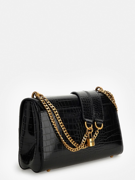 Atspėkite Katey Croc Print Crossbody Black