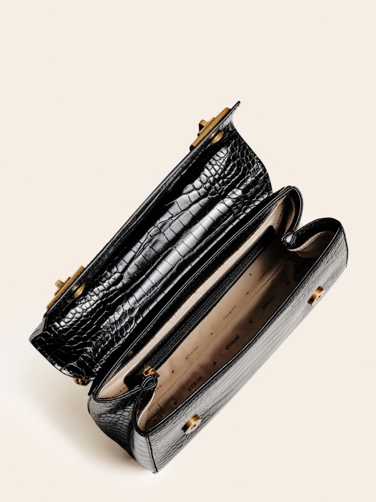Atspėkite Katey Croc Print Crossbody Black