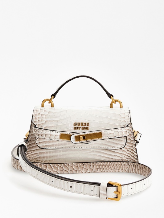 Atspėti Balta Tullia Croc Print Mikro Rankinė