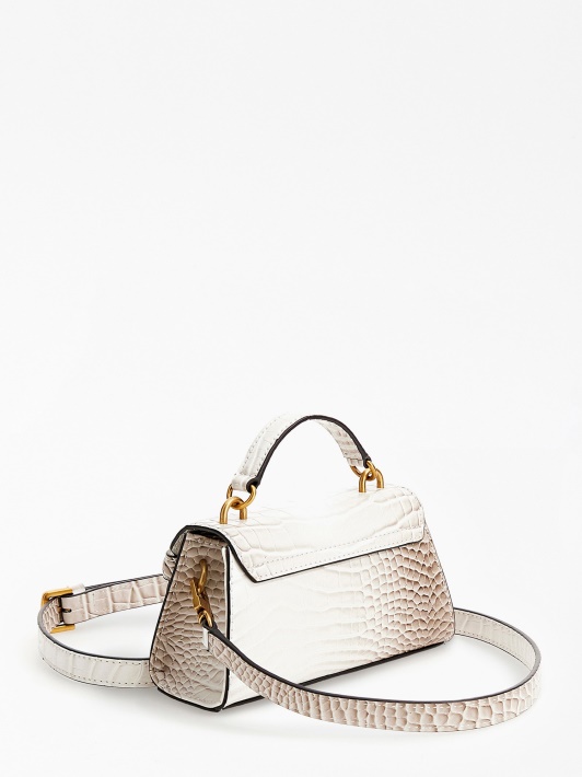 Atspėti Balta Tullia Croc Print Mikro Rankinė