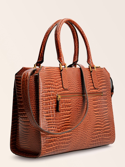 Rudos Spalvos Raffie Croc Print Rankinė Spėlioti