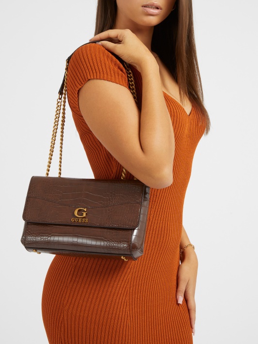 Nell Croc-print Crossbody Brown Spėjimas