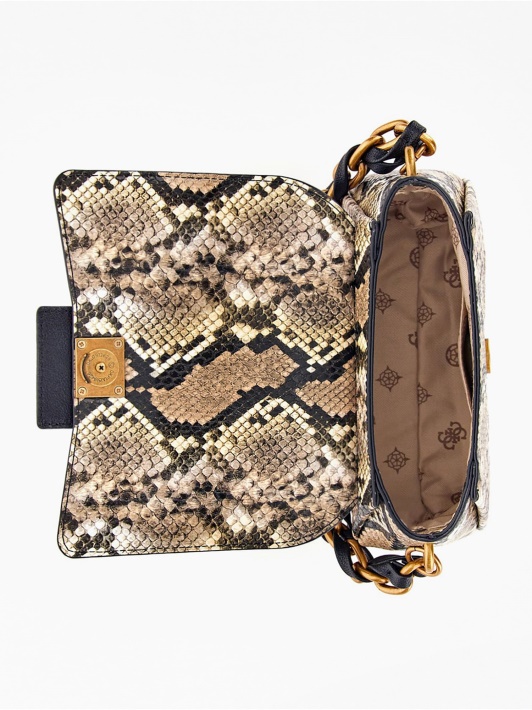 Alva Python-print Mini Crossbody Guess Multi Beige