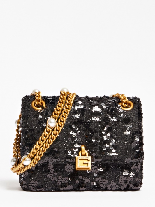 Atspėk Juodą Virtualų Blizgutį Mini Crossbody Krepšys