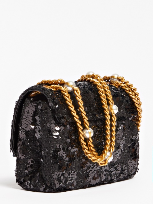 Atspėk Juodą Virtualų Blizgutį Mini Crossbody Krepšys