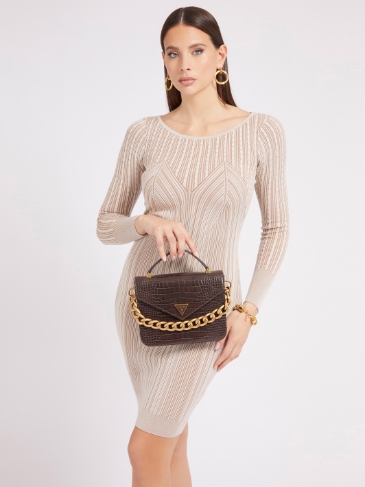 Retour Croc Print Mini Rankinė Guess Ruda
