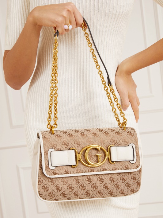 Baltas Guess Aileen 4g Logotipas Crossbody Krepšys