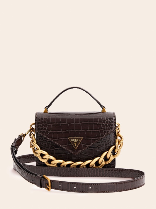 Atspėkite Rudą Retour Croc Print Mikro Rankinę