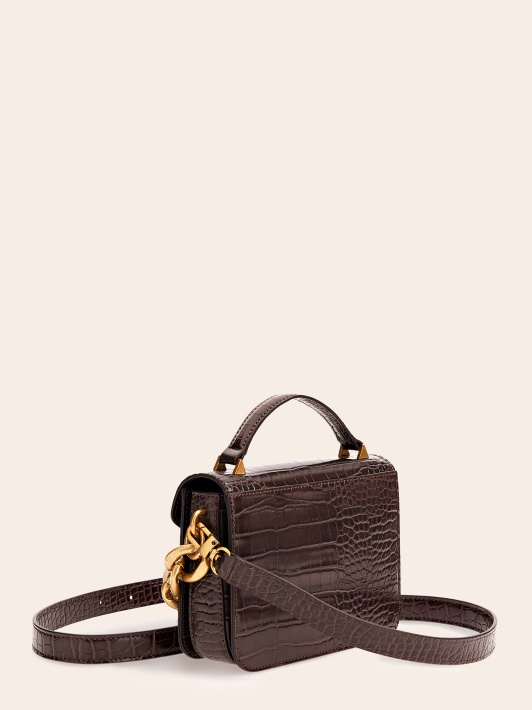 Atspėkite Rudą Retour Croc Print Mikro Rankinę