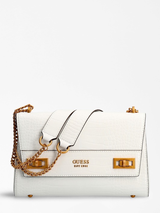Atspėkite Katey Croc Print Crossbody White