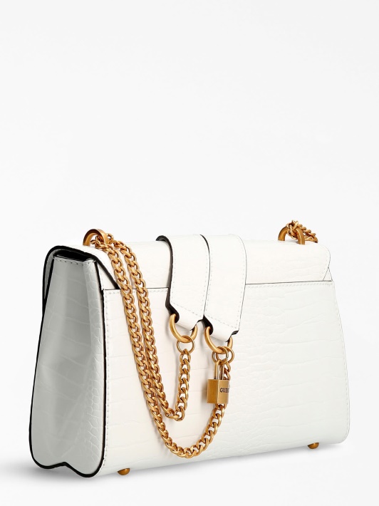 Atspėkite Katey Croc Print Crossbody White