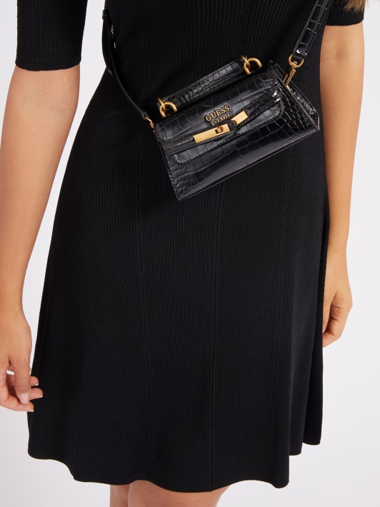 Tullia Croc Print Mikro Rankinė Juoda Spėjimas