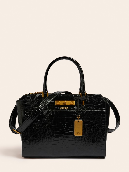 Raffie Croc Print Rankinė Guess Juoda