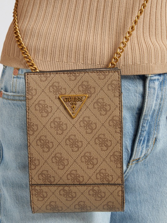 Noelle 4g ​​logotipas Mini Crossbody Bag Brown Guess