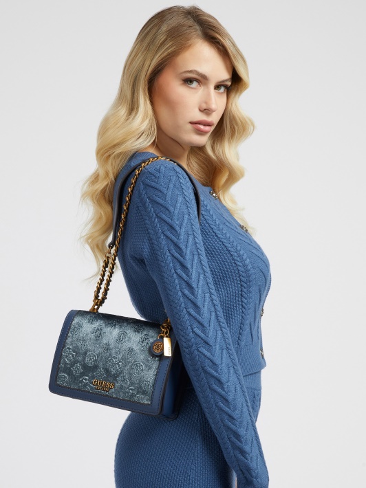 Abey Velvet Crossbody Atspėti šviesiai Mėlyną
