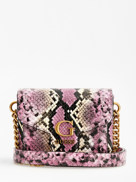 Atspėk Rožinės Spalvos Shenny Python-print Mini Crossbody