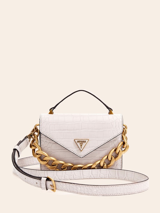 Balta Guess Retour Croc Print Mikro Rankinė