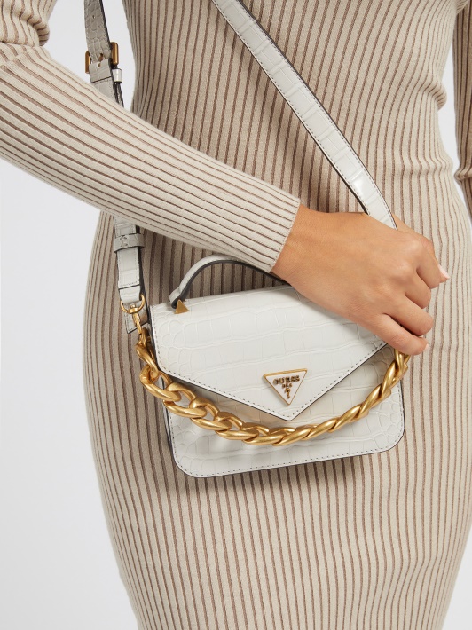 Balta Guess Retour Croc Print Mikro Rankinė