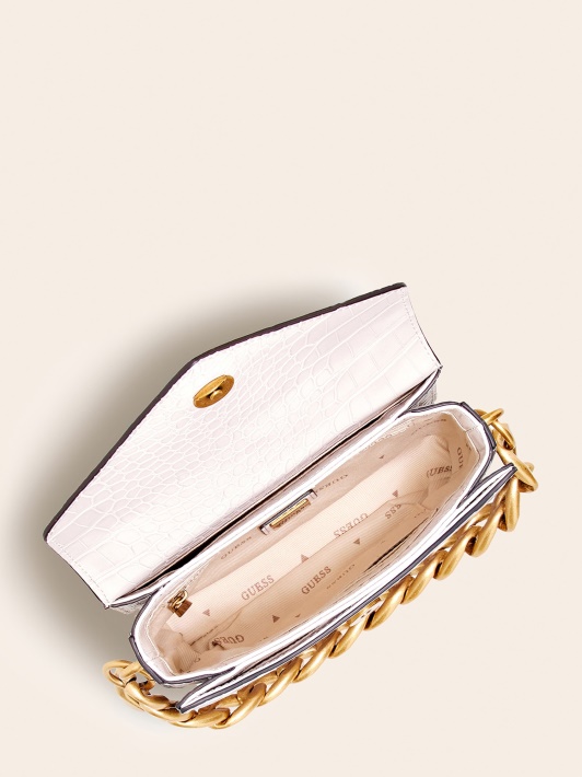 Balta Guess Retour Croc Print Mikro Rankinė