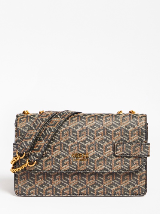 Atspėk Juodą Atene Dygsniuotą Mini Crossbody Krepšį