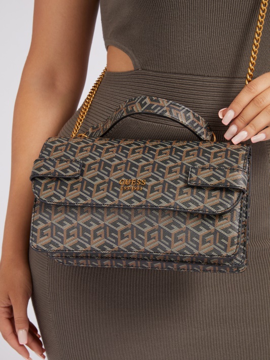 Atspėk Juodą Atene Dygsniuotą Mini Crossbody Krepšį