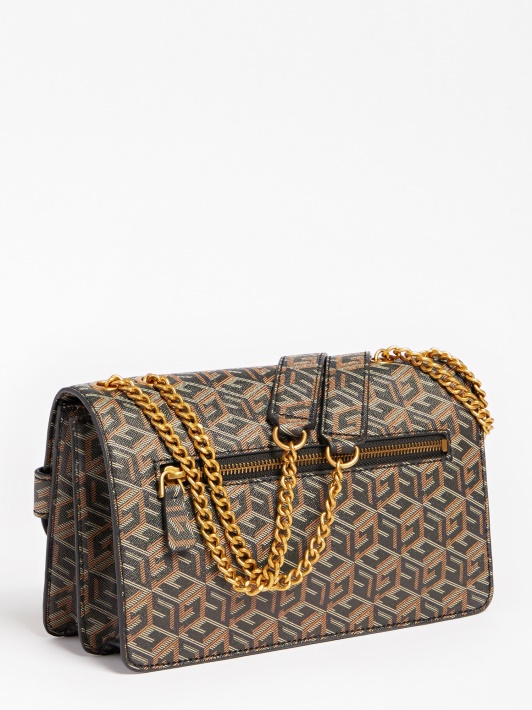 Atspėk Juodą Atene Dygsniuotą Mini Crossbody Krepšį