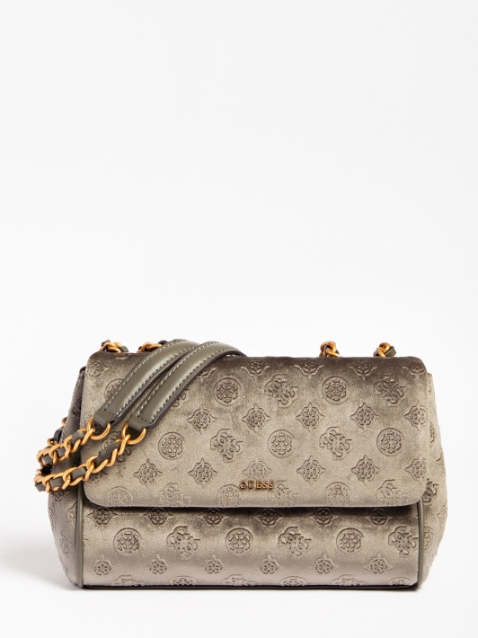 Inia Aksominis Crossbody Bag Pilkas Spėjimas