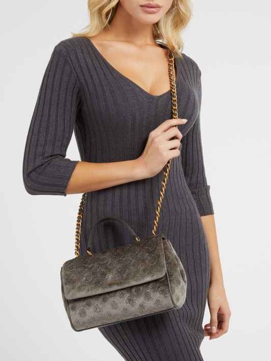 Inia Aksominis Crossbody Bag Pilkas Spėjimas