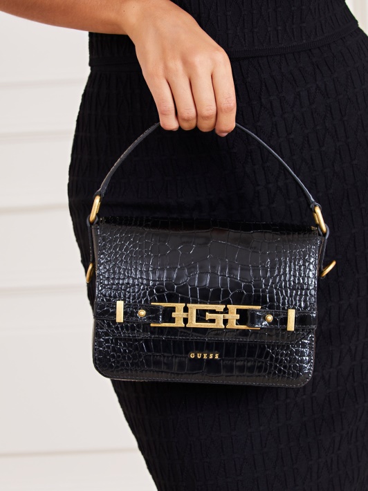 Juodas Guess Cristina Tikros Odos Crossbody Krepšys