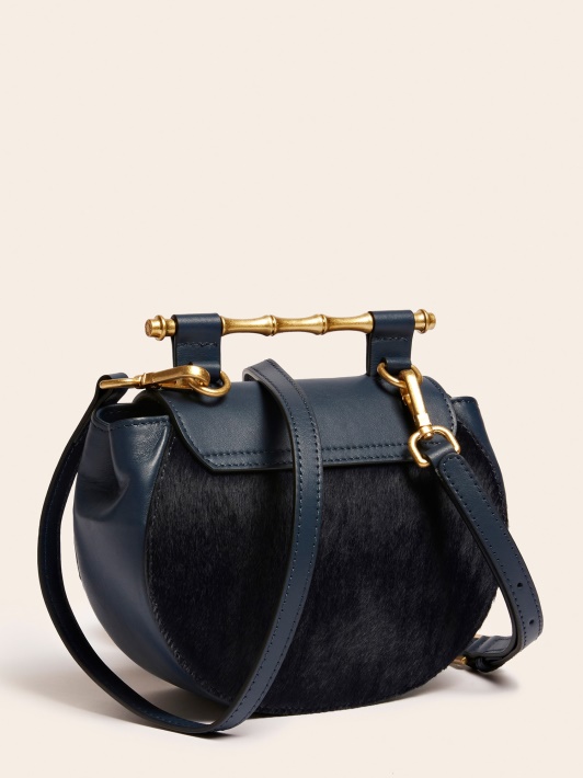 Tamsiai Mėlyna Guess Alia Tikros Odos Mini Crossbody Rankinė
