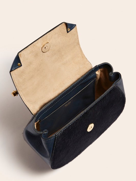 Tamsiai Mėlyna Guess Alia Tikros Odos Mini Crossbody Rankinė