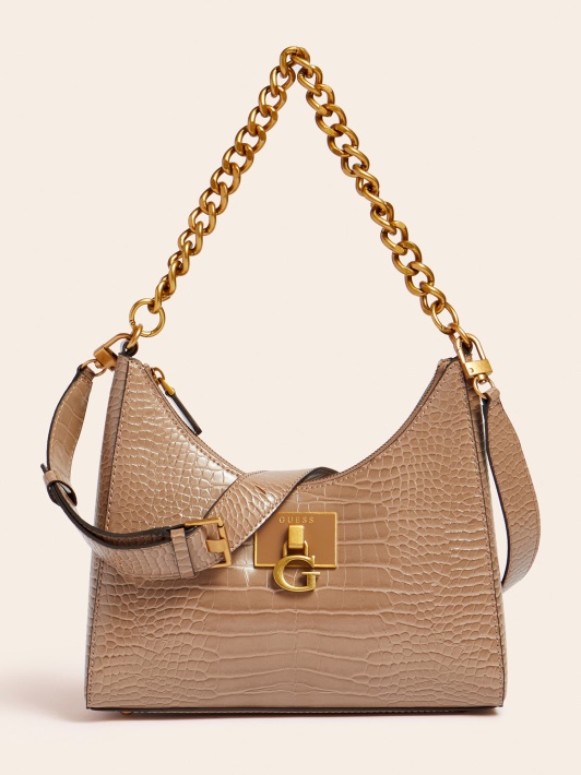 Atspėkite Stephi Croc Print Hobo Kremą