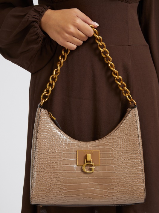 Atspėkite Stephi Croc Print Hobo Kremą