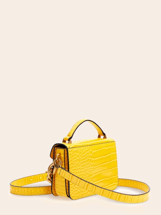 Atspėti Geltona Retour Croc Print Mikro Rankinė