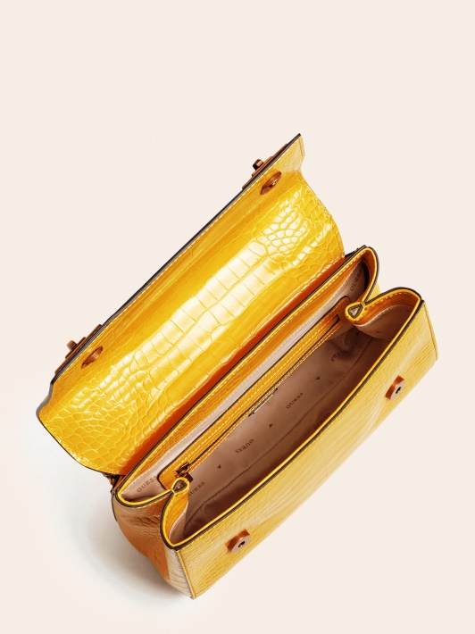 Geltona Atspėti Katey Croc Print Crossbody