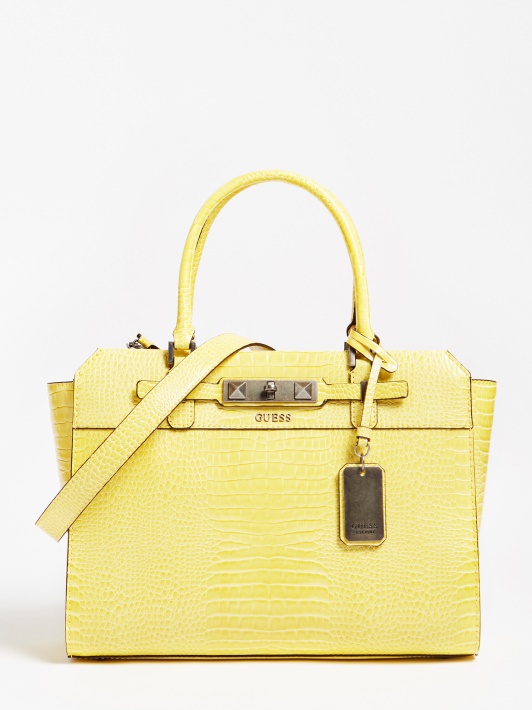 Raffie Croc Print Rankinė Geltona Spėjimas