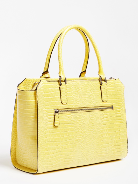 Raffie Croc Print Rankinė Geltona Spėjimas