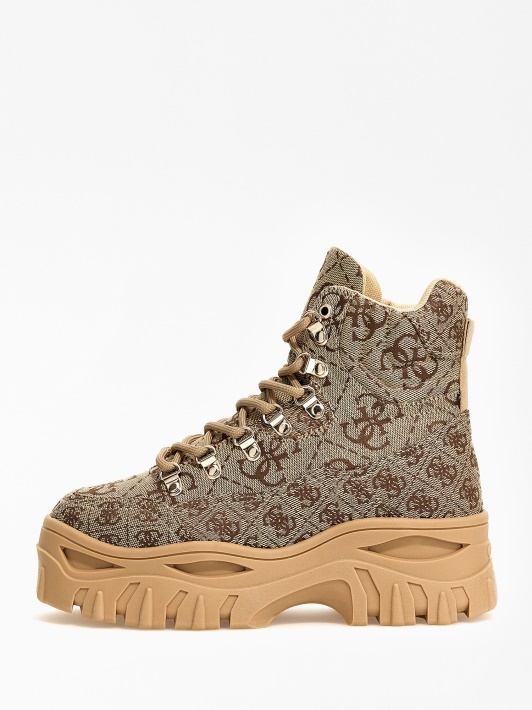 Parduotas 4g Logotipas Ankle Boot Guess Smėlio Spalvos