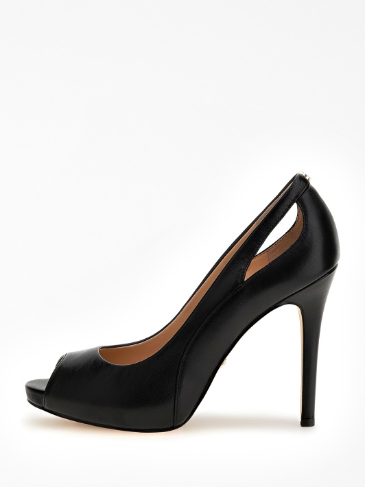 Juodos Civina Natūralios Odos Peep-toe Court Batų Spėjimas