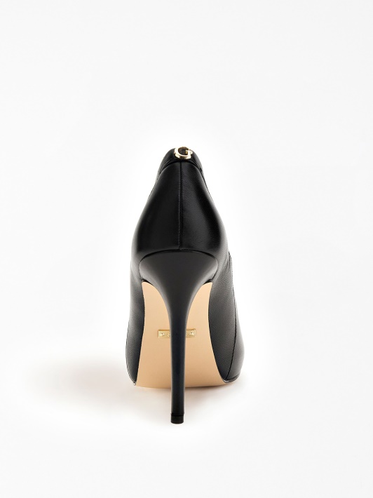 Juodos Civina Natūralios Odos Peep-toe Court Batų Spėjimas
