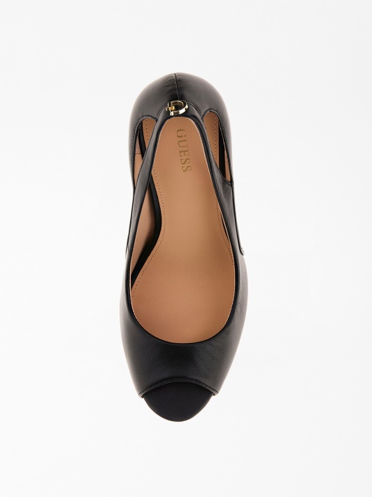 Juodos Civina Natūralios Odos Peep-toe Court Batų Spėjimas