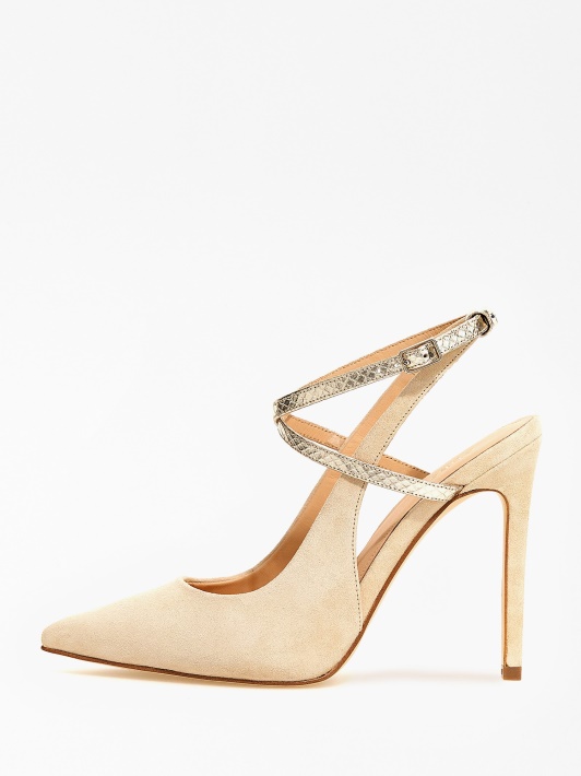 Smėlio Spalvos Amazie Zomšos Mišinys Slingback Atspėti