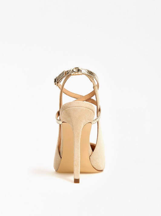 Smėlio Spalvos Amazie Zomšos Mišinys Slingback Atspėti
