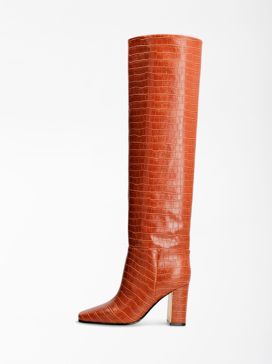 Elandra Croc Print High Boot Brown Spėjimas