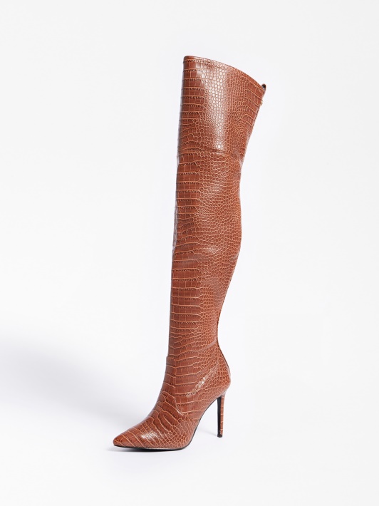 Baiwa Croc Print Aukštas Batas Spėlioti Rudas