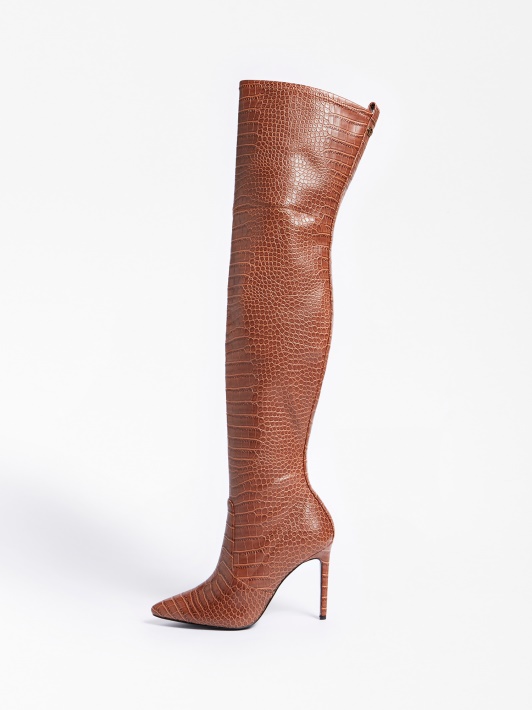 Baiwa Croc Print Aukštas Batas Spėlioti Rudas