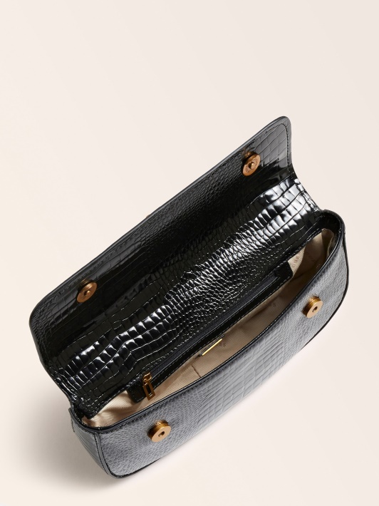 Raffie Croc Print Crossbody Bag Black Spėti