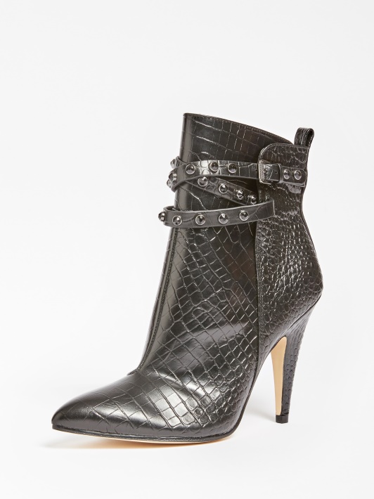 Jessia Natūralios Odos Croc Bootie Juodas Spėjimas