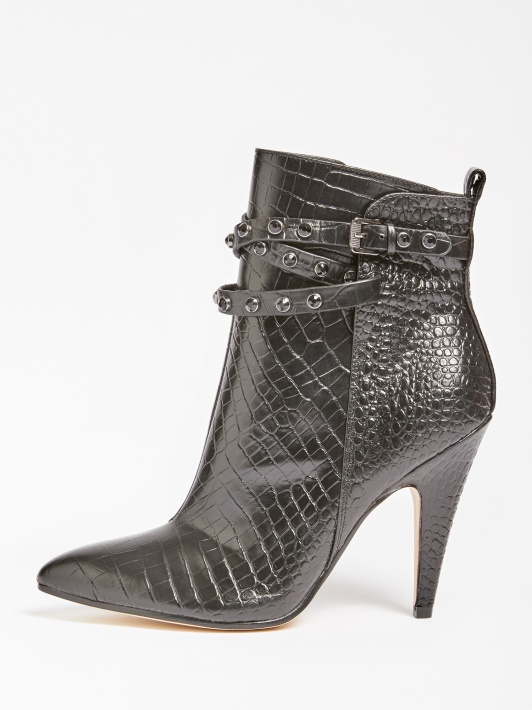 Jessia Natūralios Odos Croc Bootie Juodas Spėjimas
