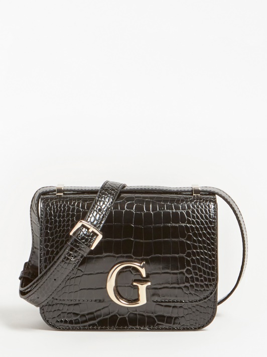 Nuoširdus Crocodile Crossbody Atspėti Juodas
